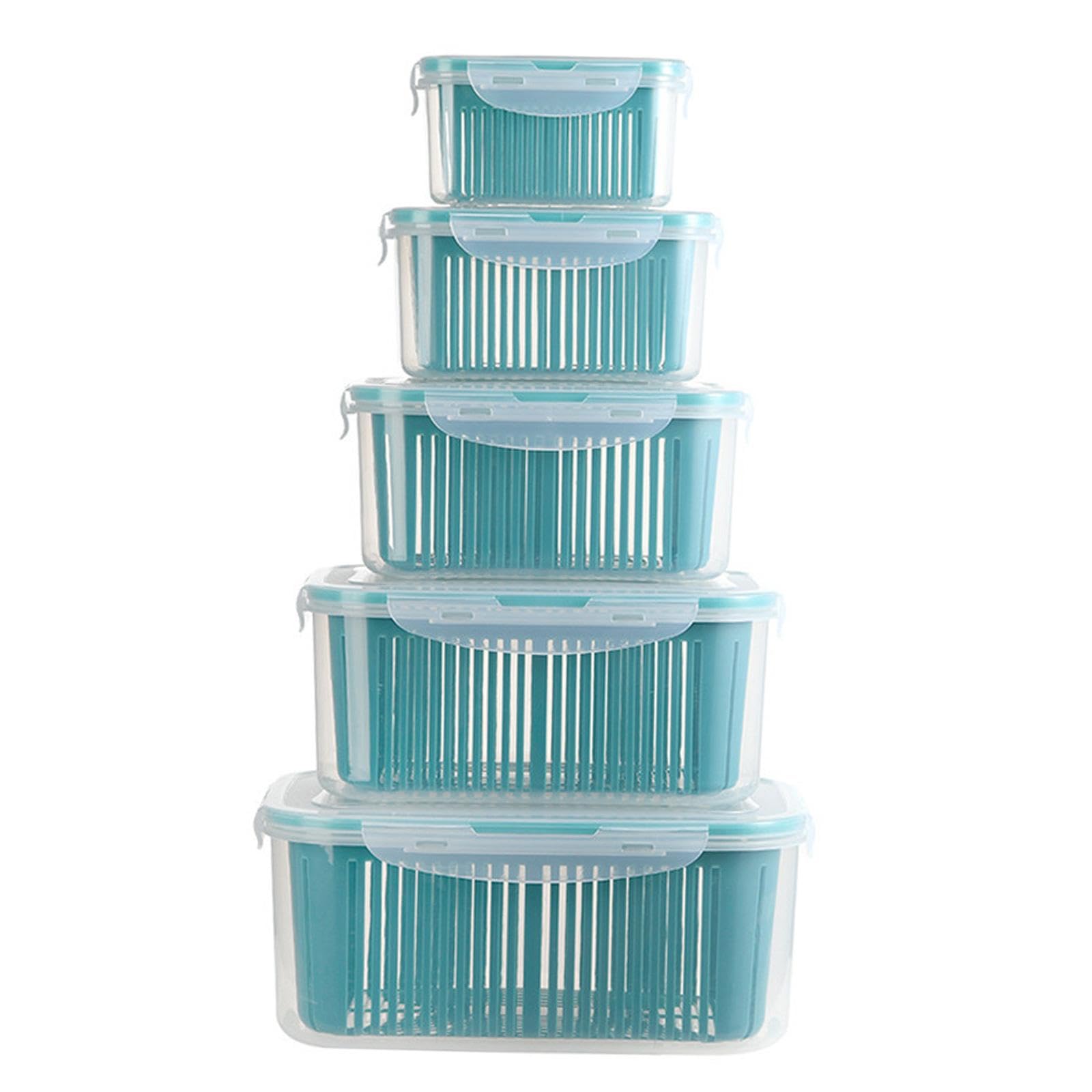 5 Cajas de Almacenamiento de Alimentos para Congelador, Portátiles, Rectangulares, para Conservar, Ideales para Refrigerador O Encimera.