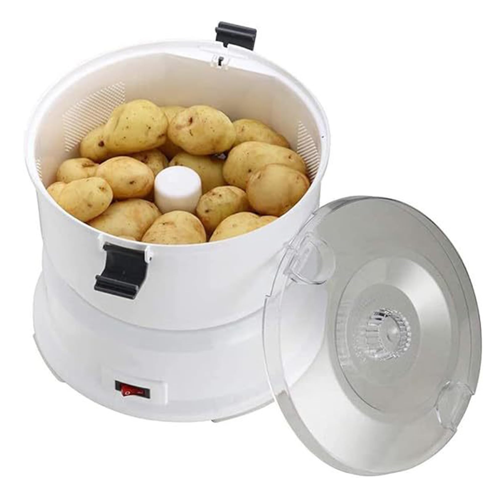 Pelapatate Elettrico Commerciale, pelapatate Girevole Automatico da 85 W, capacità 2,2 libbre, Tempo di pelatura 1 Minuto, per ristoranti e cucine