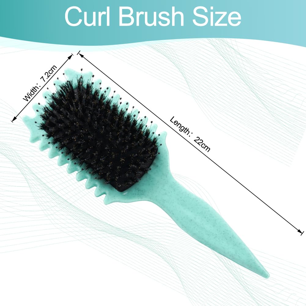LOPHE Curl Defining Brush - Boar Bristle Hair Brush for Women & Girls, Detangling & Shaping Curls (Green) - Image 2