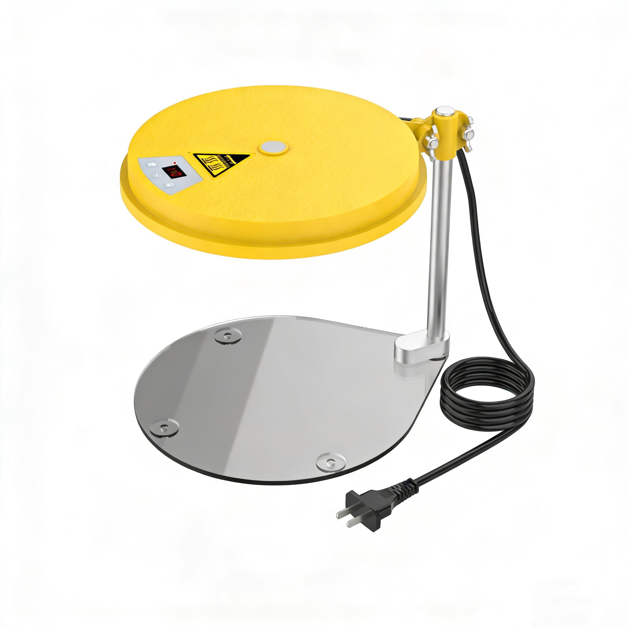 Riscaldamento per pollaio 45 W, rotondo, temperatura regolabile (10-65 °C) con display digitale e calda illuminazione a LED, adatto per 15 pulcini/anatroccoli/uccelli domestici, Z02