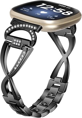 RuenTech Compatible con correa de reloj Fitbit Versa 4Versa 3, correa de metal ajustable de repuesto para Versa 4Versa 3 accesorios de reloj