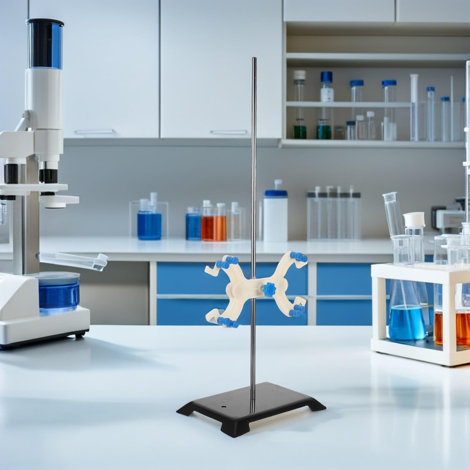 POPETPOP Supporto da Laboratorio Morsetto per Buretta e Porta Provette, Struttura in Metallo, Clip a Farfalla, per Titolazioni e Uso Scientifico