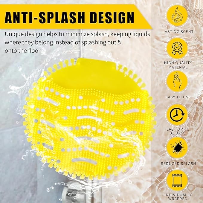 Scentric Urinal Mat for Toilet, (Pack of 10) Lemon Fragrance Urinal Screen Mat, Toilet Mat, Urinal Hygiene Products, Urinal Screen Mats with Fragrance, Anti Splash Urinal Mat. 7 61K8IIhrCJL