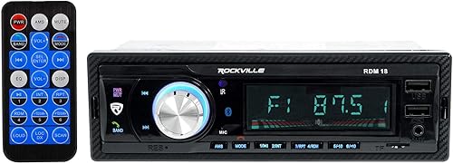 Rockville RDM18 V2 - Receptor de automóvil de medios digitales en el salpicadero, 50 W, 4 canales, Bluetooth, AM/FM, MP3, USB/SD, color