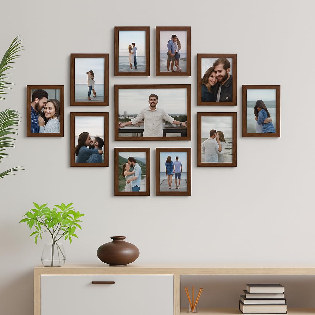 Stuthi Arts Photo Frame Set of 11 Picture Frames for Wall Hanging (8x10-1,5x7-4,4x6-6) | Photo Collage Wood Wall Mount Gift For Best Friend Boy & Girl | Customized Wall Hanging Photo Frame, | Picture Frame For Gift | (Brown)-image-43
