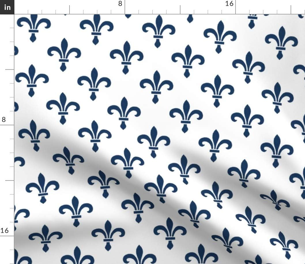 Spoonflower Fabric - Fleur De Lis Blue White Gothic Medieval French Printed on Petal Signature Cotton Fabric by The Yard - Sewing Quilting Apparel Crafts Decor