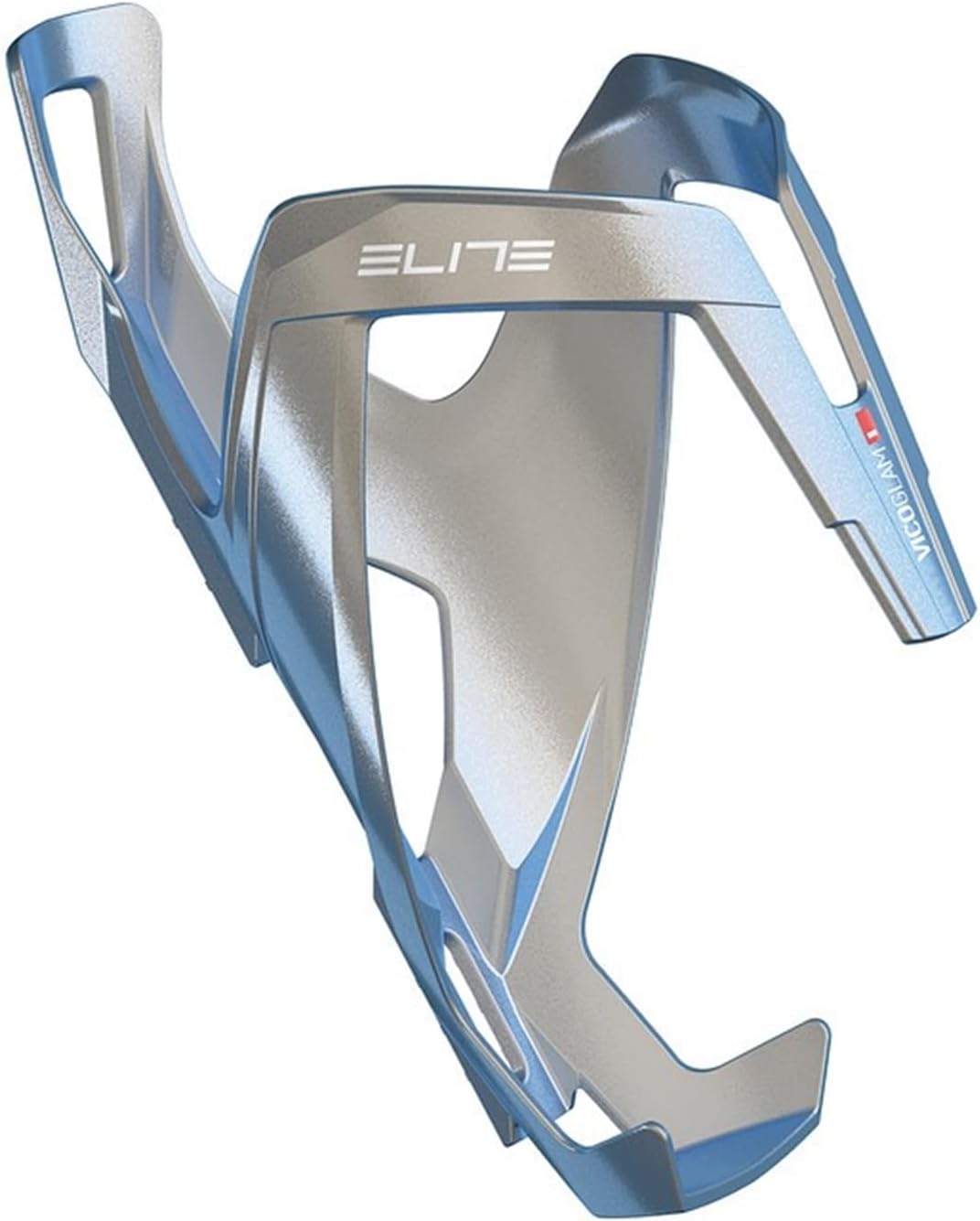 Elite Vico Glam Bottle Cage | Metal Blue White Graphic | Lightweight Cycling Water Bottle Holder