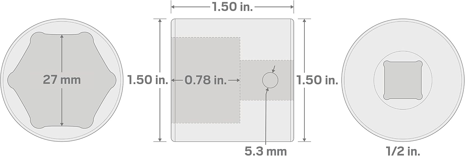 TEKTON 1/2 Inch Drive x 27 mm 6-Point Impact Socket - Image 5