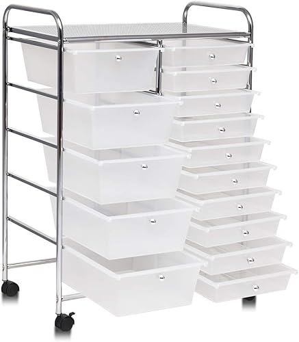 Vista 181 de Giantex - Carrito rodante, 10 cajones, organizador para aula, carrito de almacenamiento con ruedas para útiles escolares, de oficina, hogar, Negro