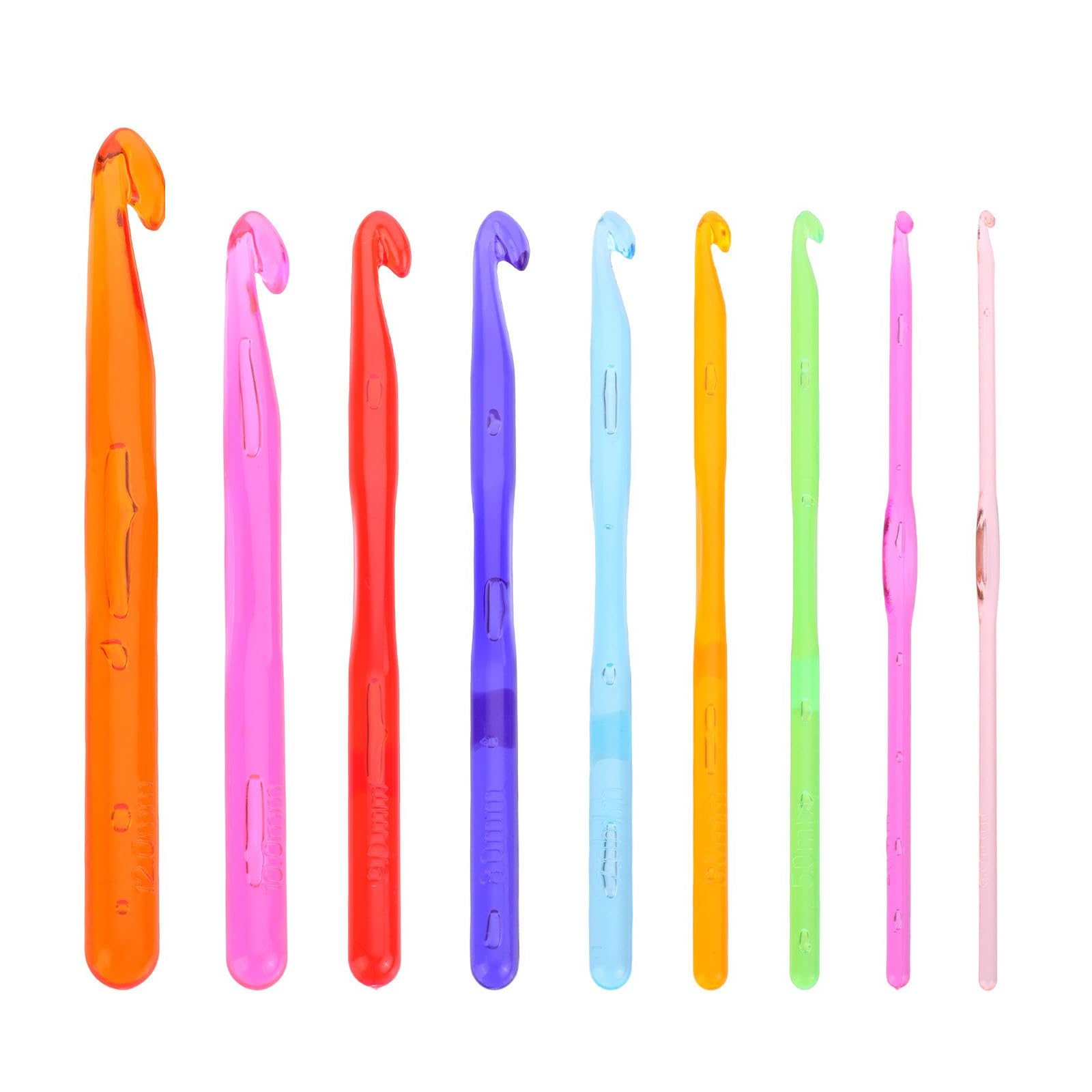 9Pcs Colored Crochet Hook 3-10mm 12mm Ergonomic Knitting Crochet Hook Needle for Beginner Hobbyist Weaving Crocheting Aluminum Needle
