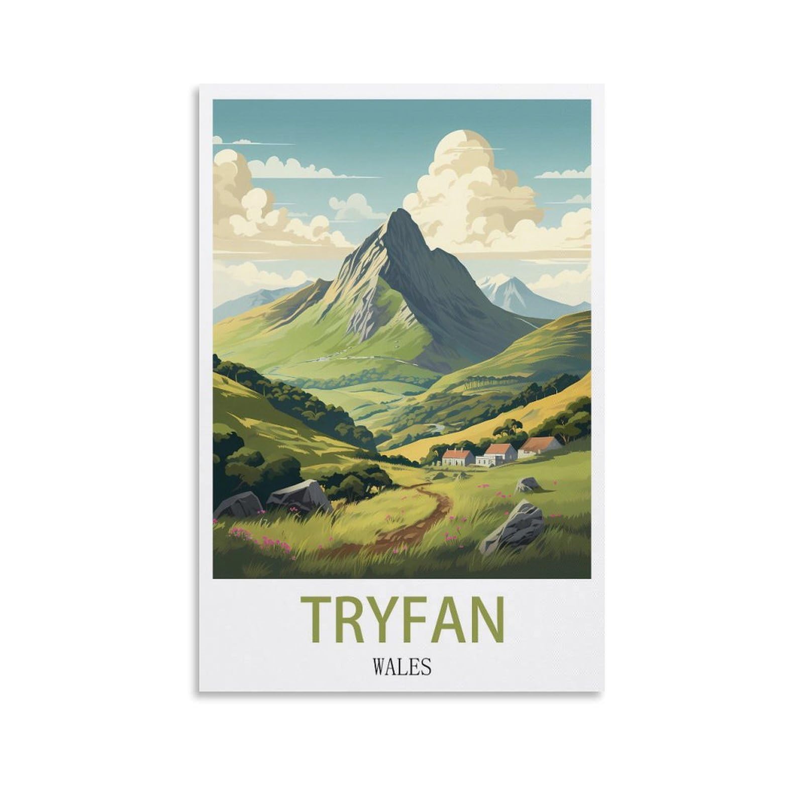 KmoNo Tryfan Wales Vintage Travel Posters 08x12inch(20x30cm) Wall Decor Painting Canvas Wall Art Living Room Poster Bedroom