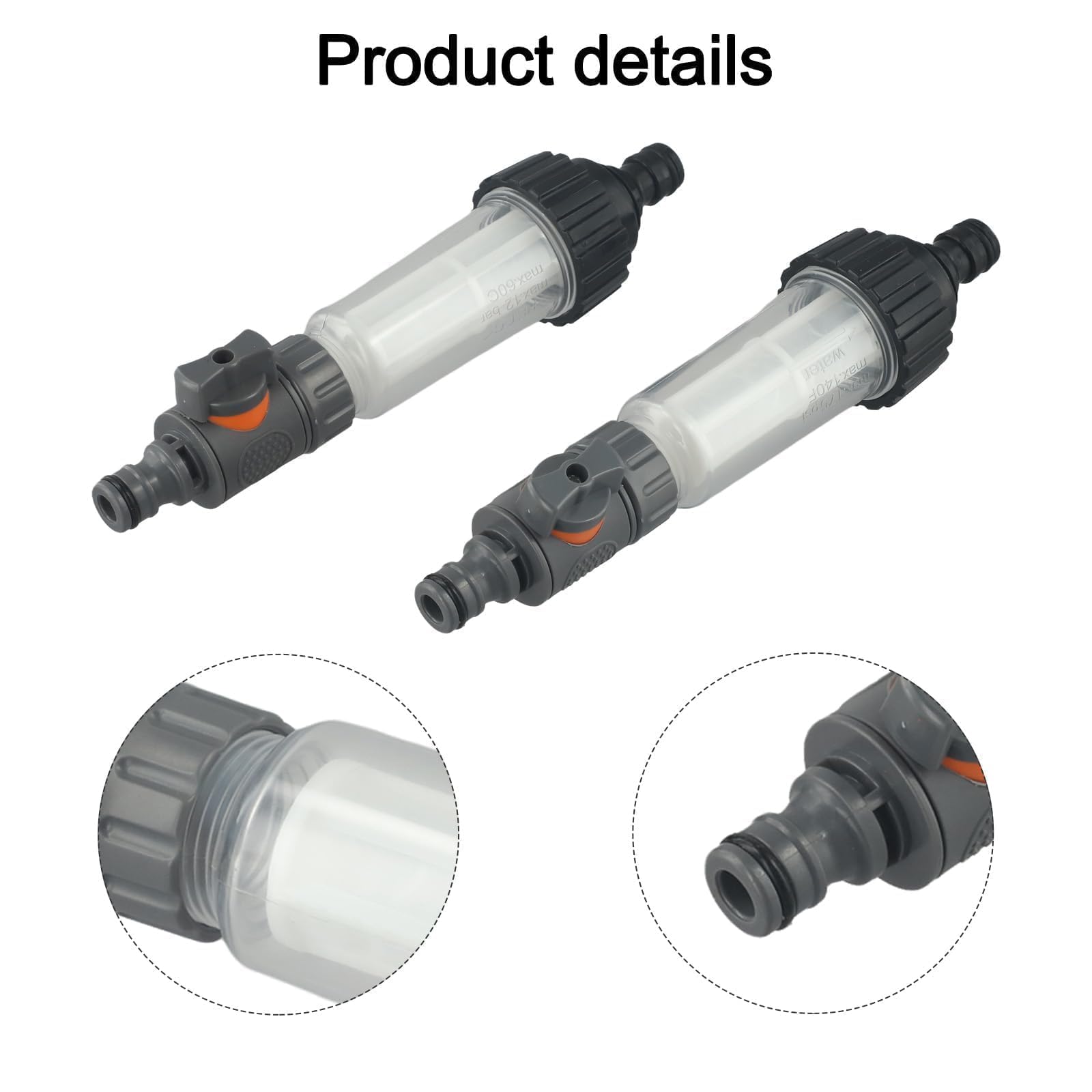 Paquete de 2 filtros de Agua de Alta compatibilidad para Autocaravana, yate, jardín, Lavadora a presión con válvula de Flujo Ajustable