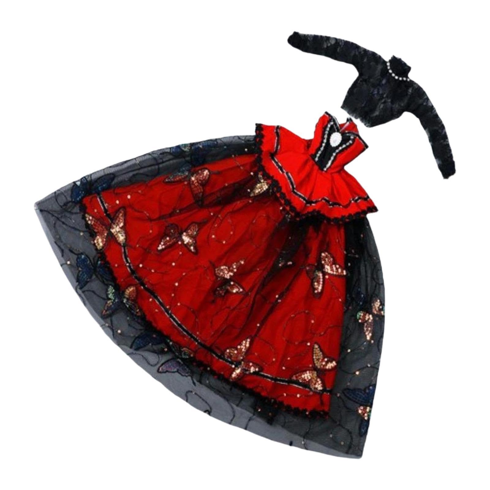 Perfeclan 1/3 BJD Doll Princess Dress Oufit Doll Clothes Cosplay Educational Fashion DIY Accessories Costume Outifit for 60cm Dolls, Red