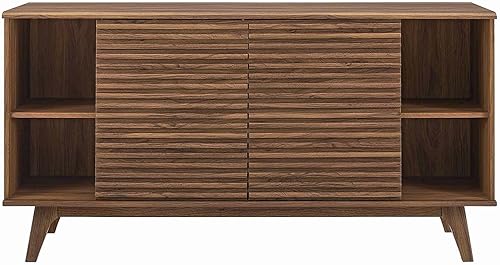 Miniatura 6 de Modway Render - Mueble moderno de mediados de siglo para mesa de bufé o TV de 63 pulgadas, color nogal