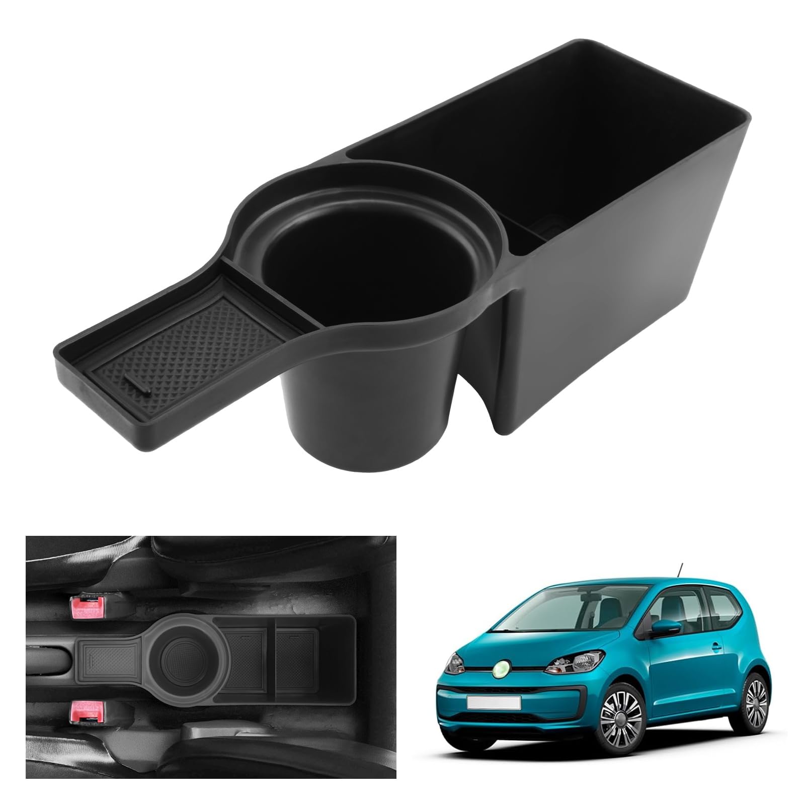 GAFAT V W UP GTI/Seat MII/Skod-a Citigo 2013-2023 Contenitore Portaoggetti per Console Centrale, Organizer inferiore alla Console Centrale, Portabicchieri Posteriore, Compatibile con VW UP Accessori