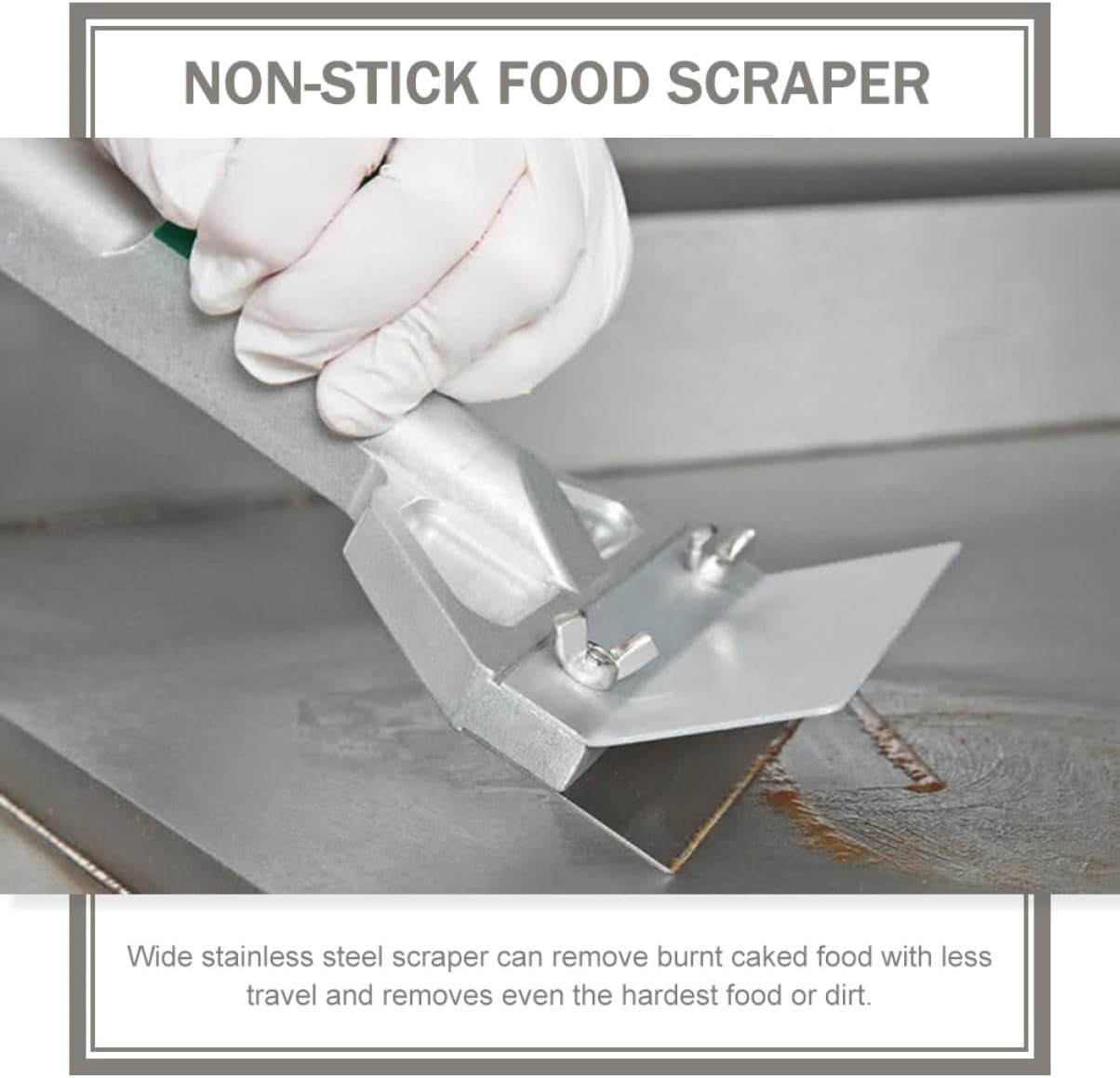 Stainless Steel Griddle Scraper Tool Long Handle Heat Resistant BBQ Grill Squeegee for Outdoor Cooking for Cleaning Griddles and Pans