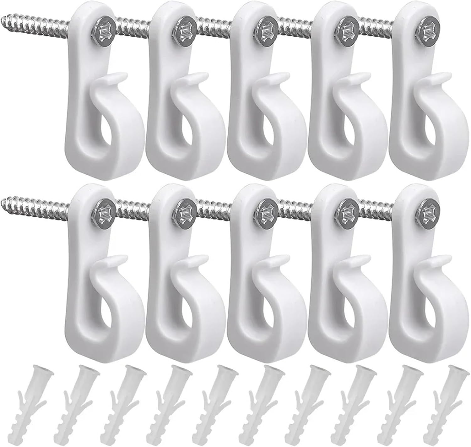 String Light Hanger Hooks 90Pcs Q Hanger String Lights Plant Hanging Hangers Cabinet Ceiling Hook with Screw for Party Patio Plants Wind Chimes(White)