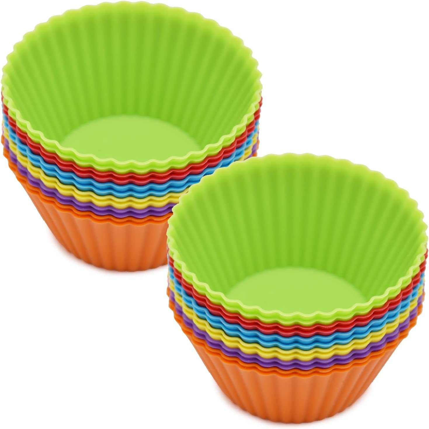 24PCS Muffin Cups Silicone Cupcake Baking Cups Reusable & Non-stick Muffin Cupcake Liners Holders Set