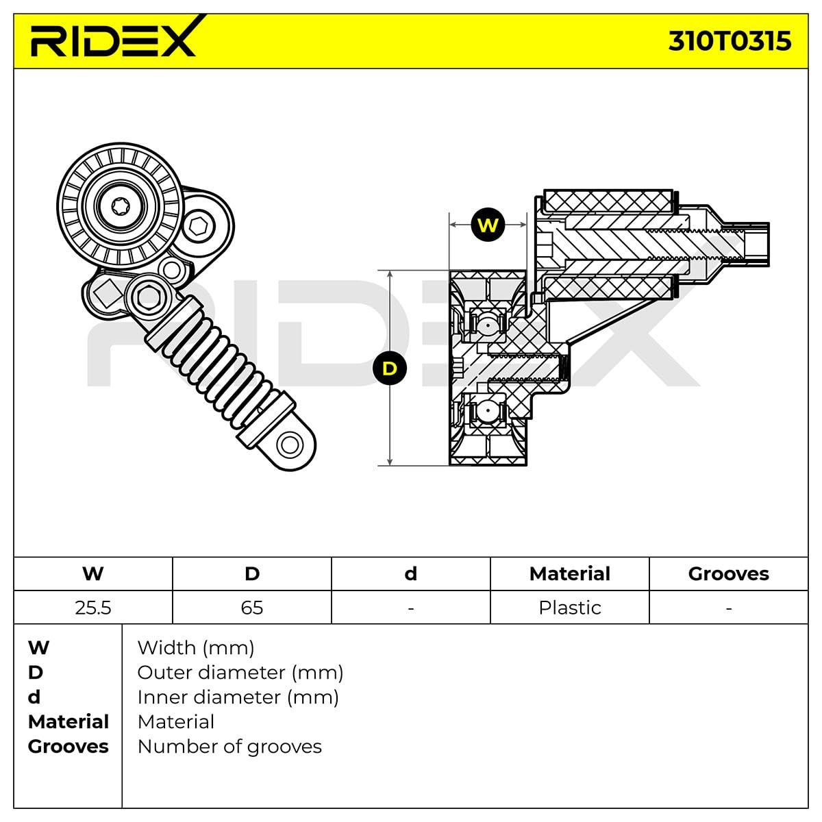 RIDEX 310T0315 Polea tensora correa poli V Compatible con RENAULT Clio 2 Hatchback BB, CB