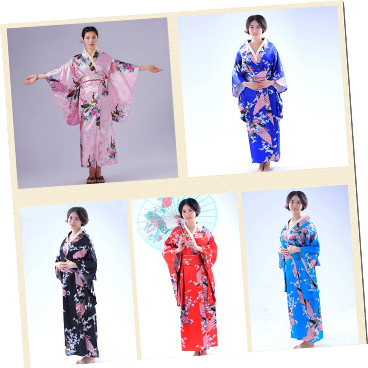 Kimono Colore Celeste Tradizionale Donna in Tessuto con Abbinata Design Monopezzo Versatile e Portabile per Abbigliamento o Spettacoli