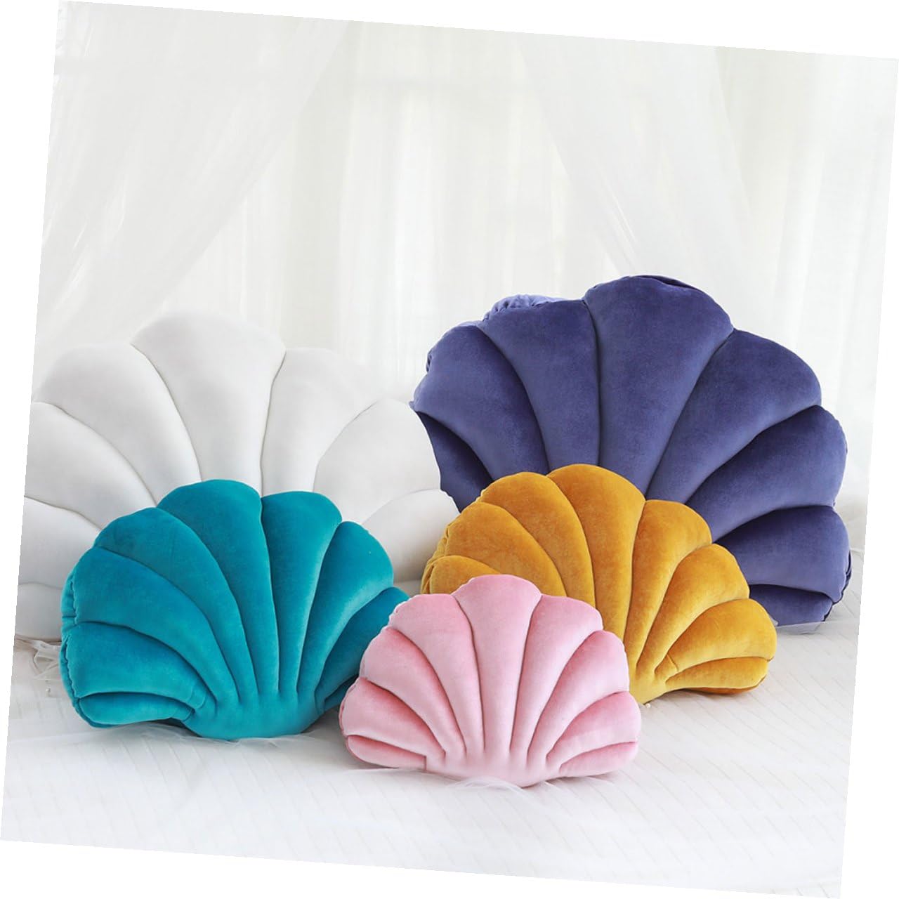 Baluue Cuscino Sagomato a Guscio in Morbido Peluche e Cotone PP, Decorazione Marina Creativa per Casa, Ufficio e Auto