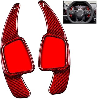 HIBEYO Paddle Shifter Extensions for Audi A4L A5 A6 S3 S4 S5 Q7 TT TTS S4 Q2 Q5L S3 S5 Real Corbon Fiber Sport Steering Wheel Shift Paddles Accessories -Carbon Red