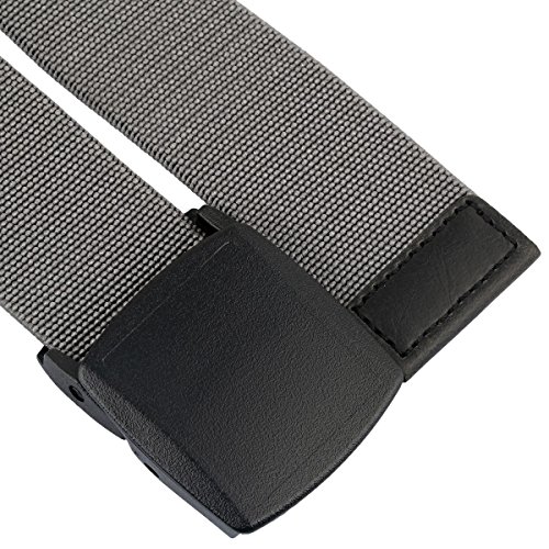 Sportmusies Elastic Belts for Men, Military Style Stretch Webbing Tactical Duty Belt (Grey,Plastic Buckle)3