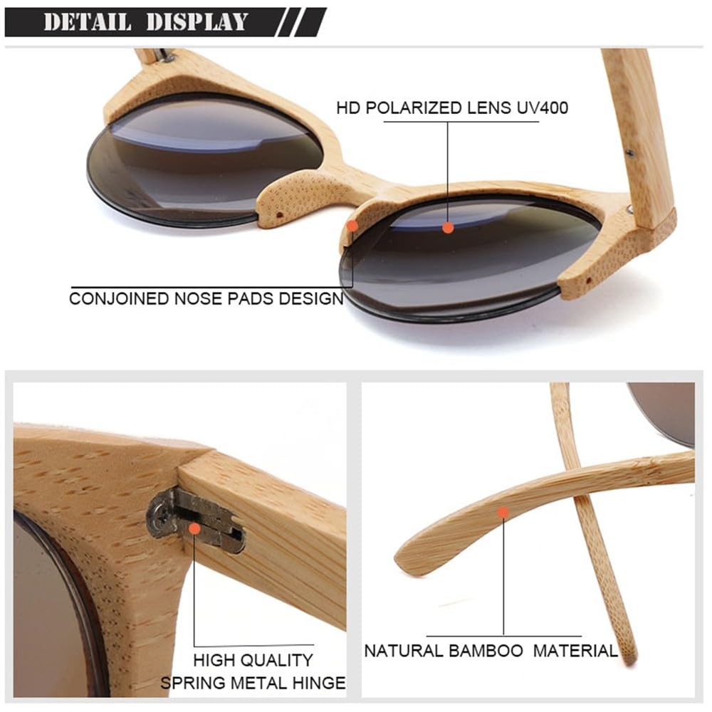 Gafas de sol de bambú y madera para mujer, con protección UV 400, adecuadas para ciclismo, para hombre y mujer.