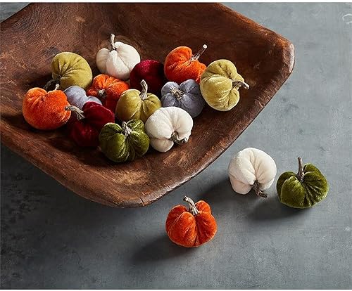 Miniatura 10 de Mud Pie Juego de 24 calabazas de otoño, multicolor, 2.5 x 2 pulgadas de diámetro, lona y algodón