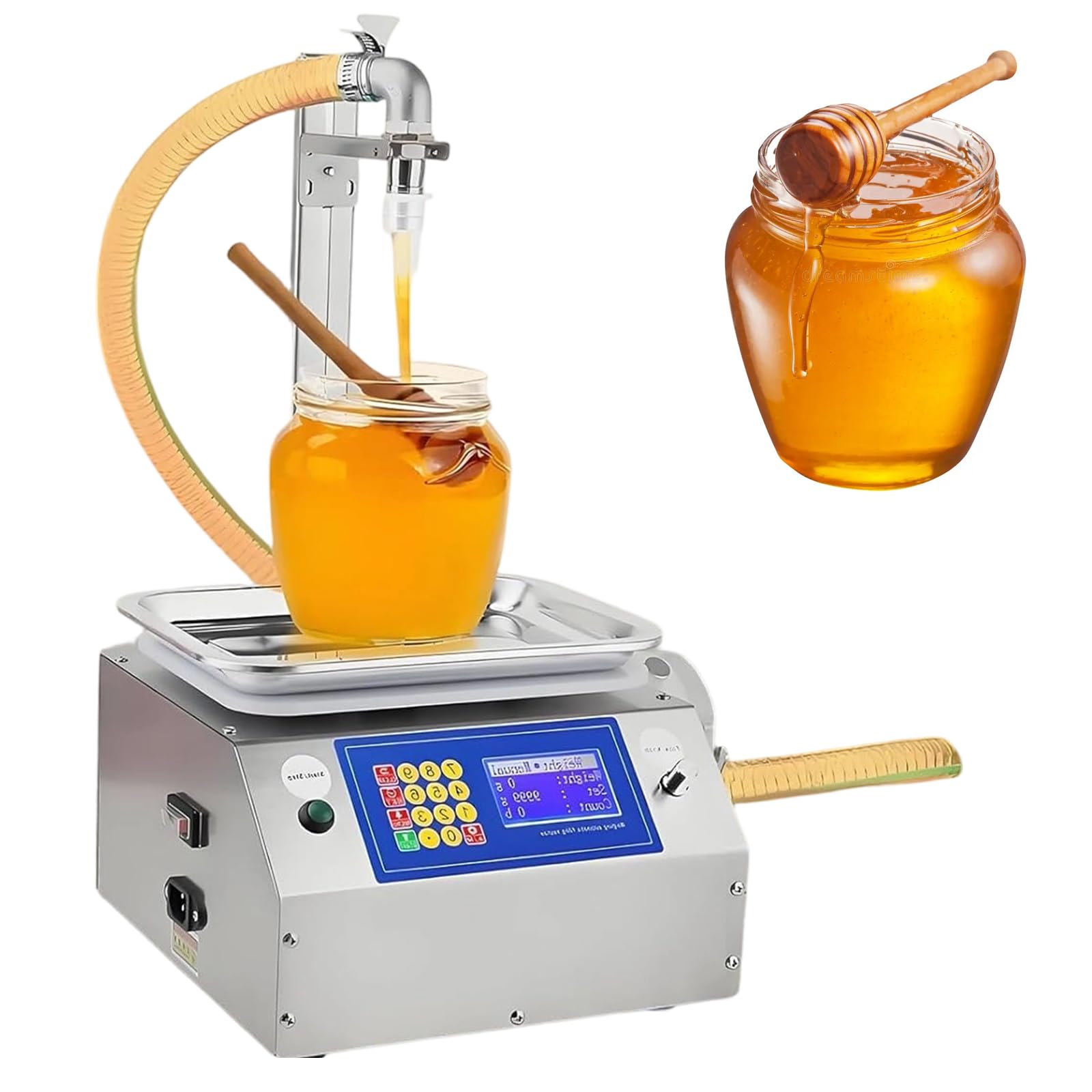 Xjymposium Multicolor Automatic Liquid Filling Machine, Automatic Weighing Liquid Filler With 7L/Min Flow Rate, Precision Stainless Steel Dispenser For Viscous Liquids, Oils, Sauces, Jams And Pastes 3L