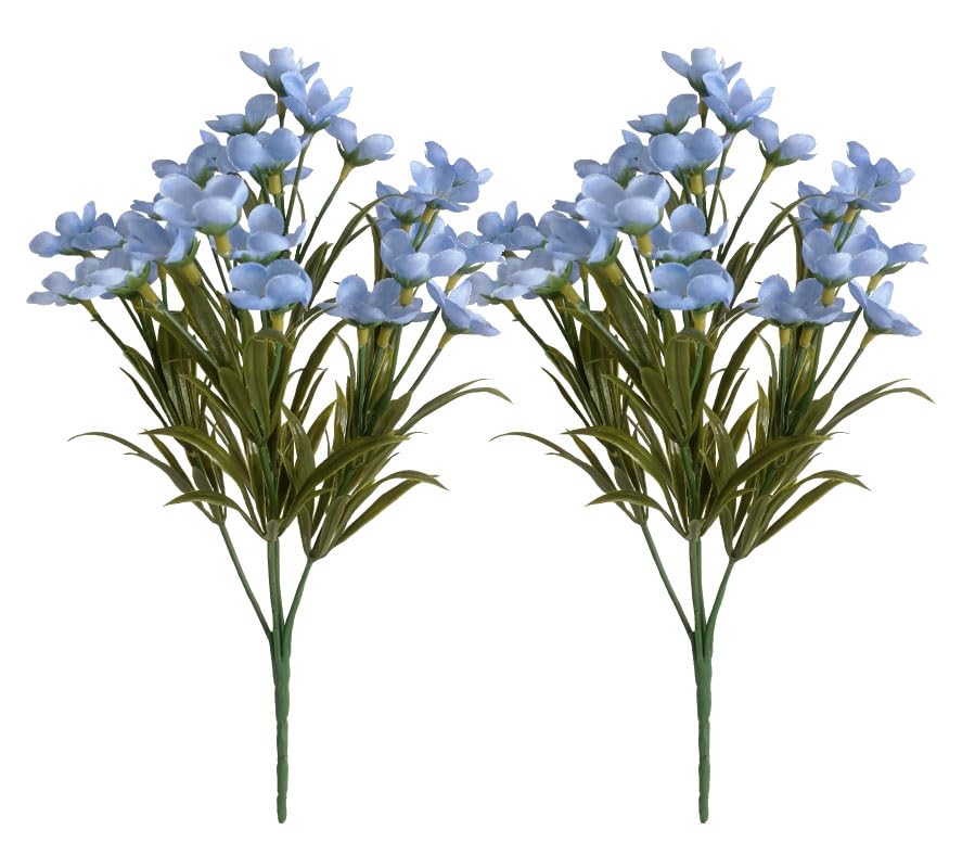 Sincere Floral Artificial Forget-Me-Not Flower Bush, Blue, 32cm Tall, Pack of 2