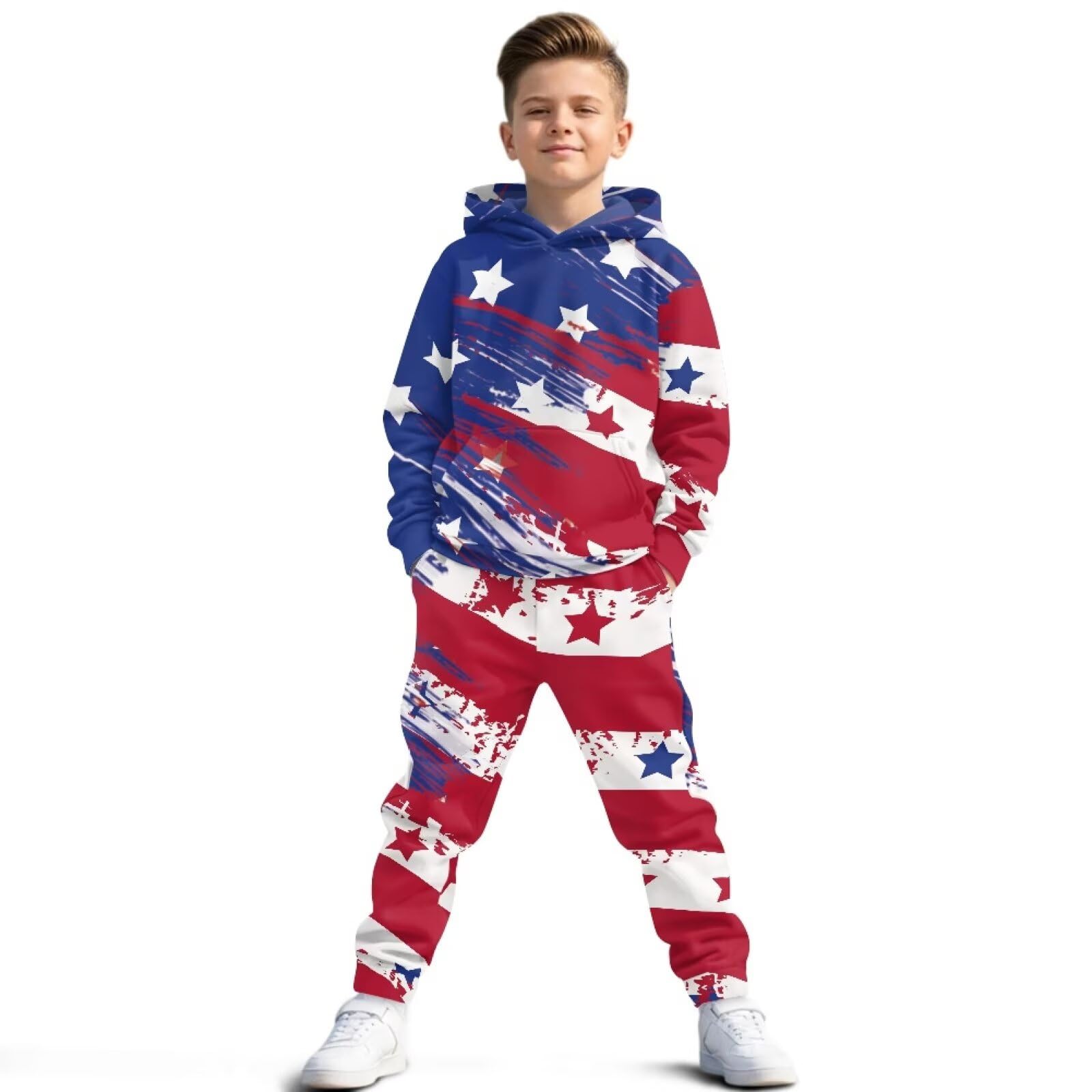 Boys Fall Sweatsuit Size 5-12, Kids Cool Hoodie and Jogger Set Hooded Sweatshirt and Sweatpants Clothing Sets