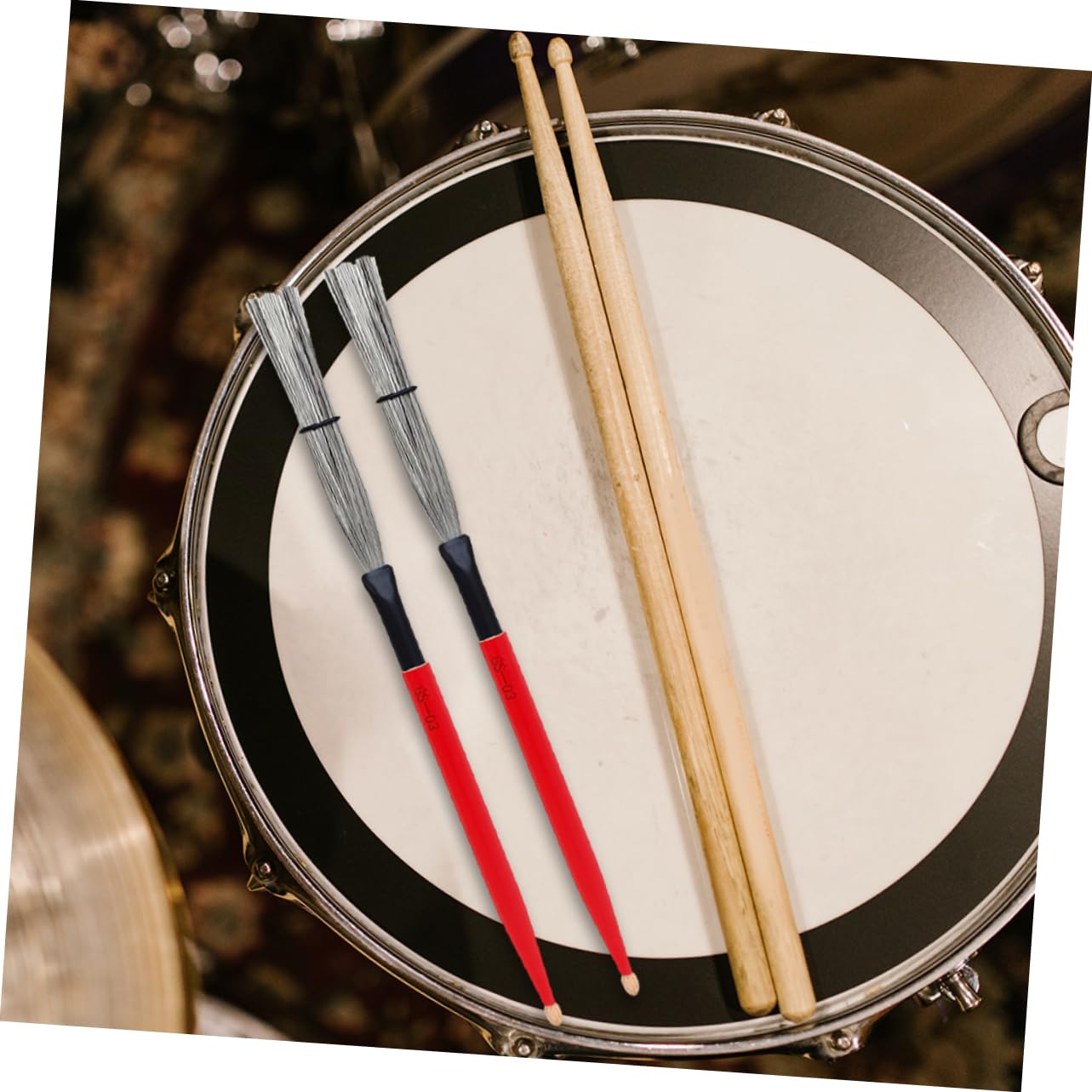 ibasenice 3paia Bacchette Per Batteria Legno e Acciaio Carbonio Spazzole Per Jazz Drum e Strumenti Percussione Manico Antiscivolo Per Musicisti e Insegnanti Di Musica