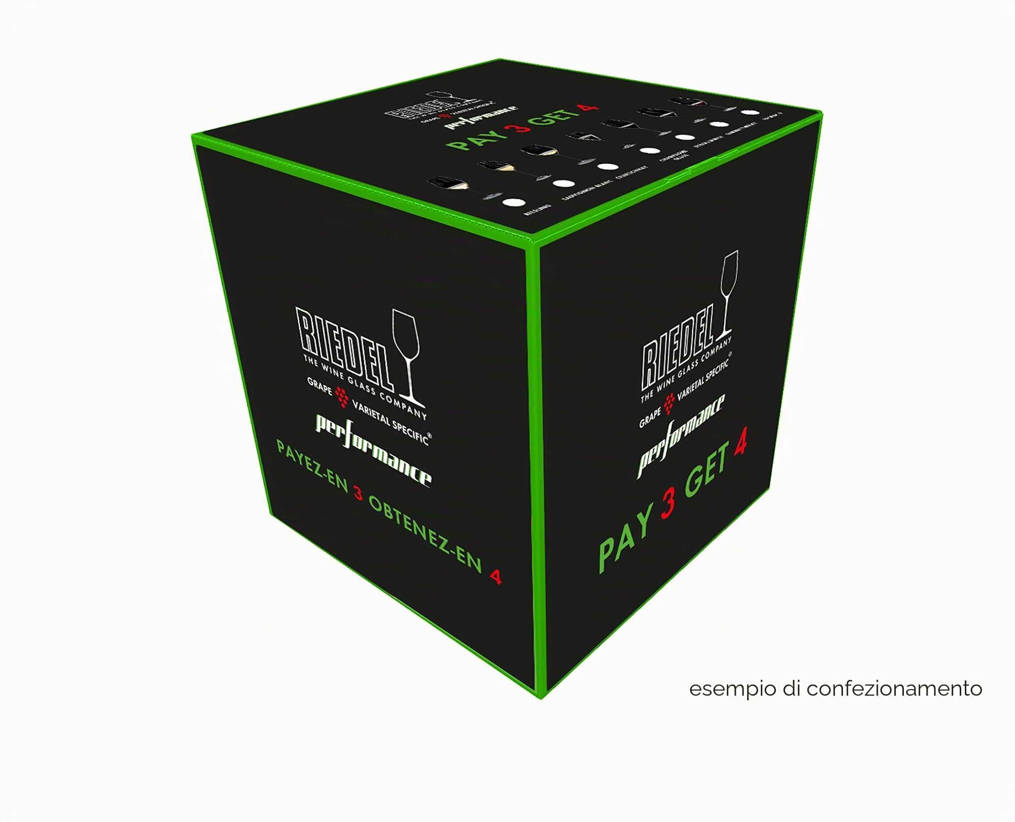 RIEDEL Performance Pinot Calice Vino 83 Cl Set 4 Pz in Vetro Cristallino, Rosso, Nero