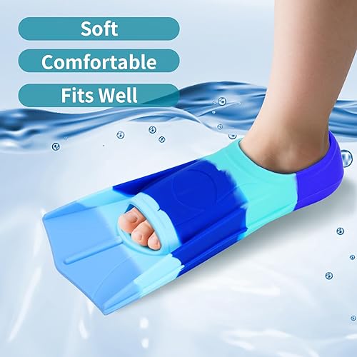 Miniatura 2 de Kids Swim Training Fins, Soft Solicone Swimming Flippers, Comfortable Short Fins for Children Boys Girls and Beginners