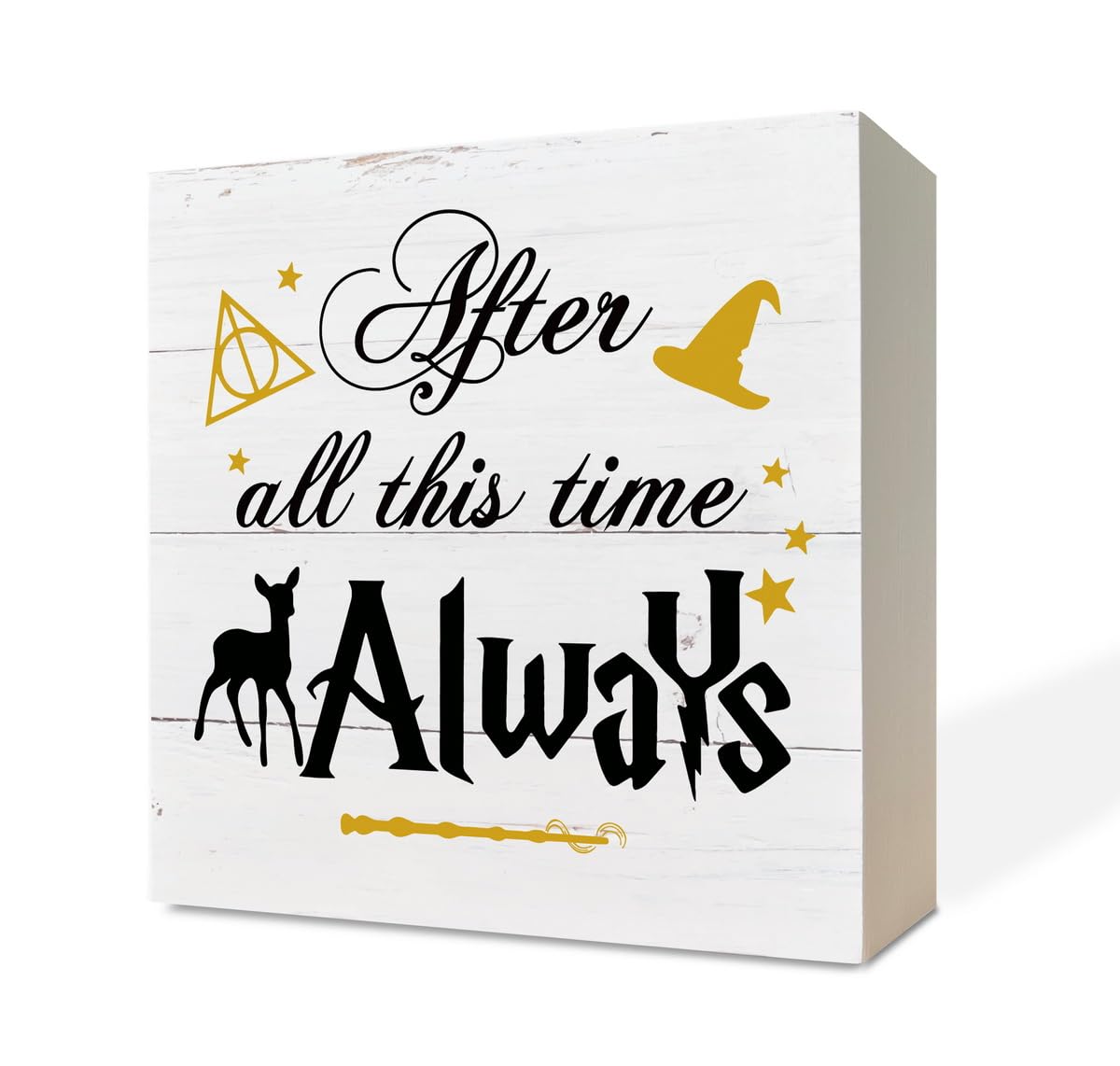 Inspirational Wood Signs, Wooden Box Sign Desk Decor, Rustic Farmhouse Decor for Shelf, Positive Cheer Up Plaque, Table Art Signs, Nursery Decor, Home Decor, After All This Time Always 7 * 7 in