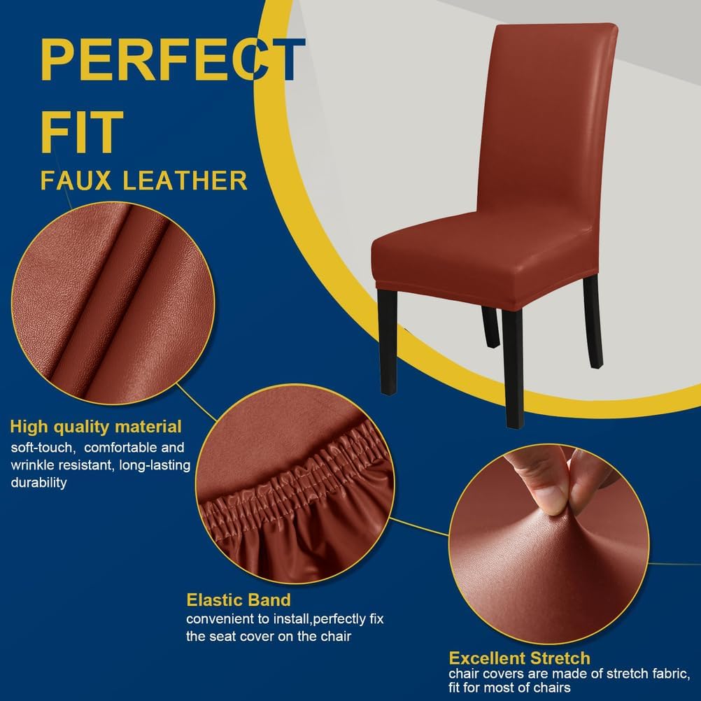Forro para Sillas De Comedor Parsons Chair Slipcover Chair Covers for Dining Chairs Fundas para Sillas Dining Chair Seat Covers,Orange,2 Pack