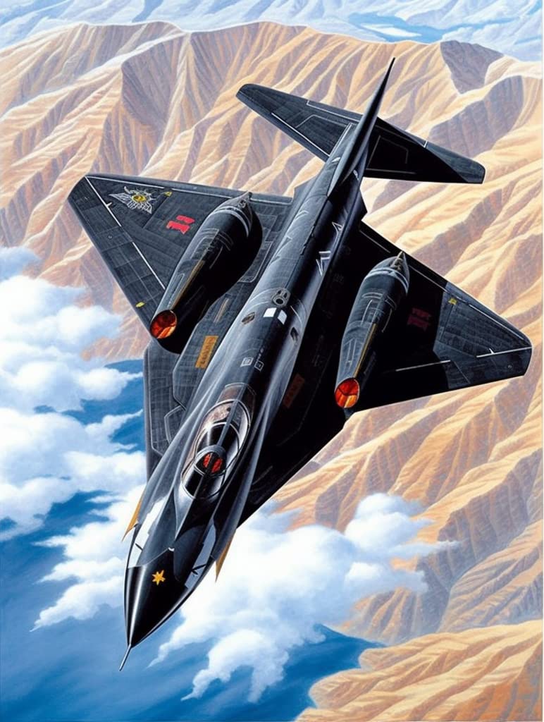 Vaiieyo 2 5D Diamond Painting Kits For Adults Fighter, Paint With Diamonds Art Airplane, Paint By Numbers Machine Full Drill Round Rhinestone Craft Canvas For Home Wall Decor 30X40 Cm