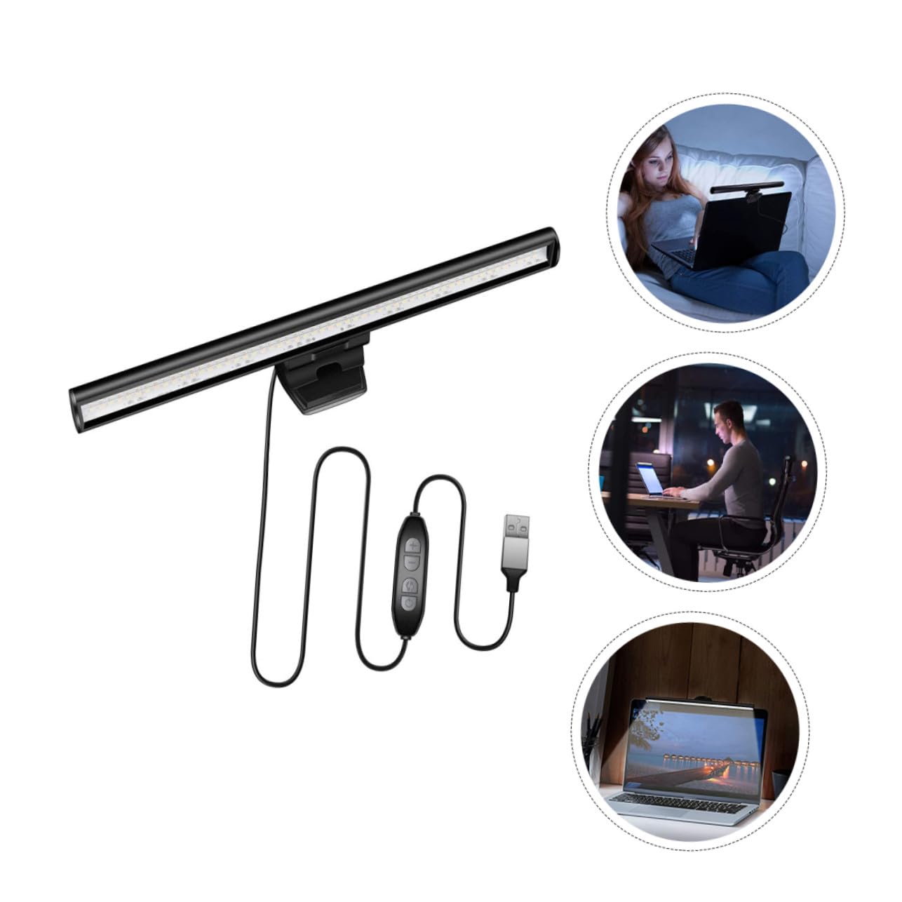 GALPADA Lampe Suspendue pour Écran D’ordinateur 26cm Noir 1 Set