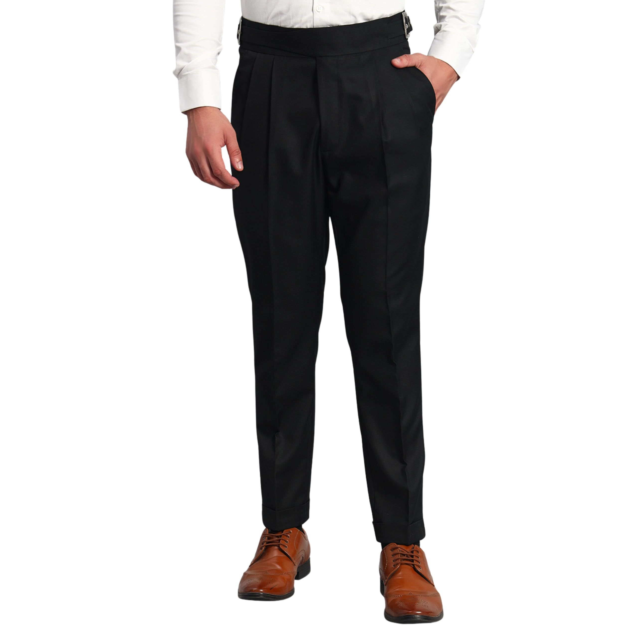 viva trendz Men's Formal Trousers Front Pleated | Classic Buckle Gurkha Zion Blend Pant Slim Fit | Stylish Formal Pant for Party and Casual Wear-picture-25