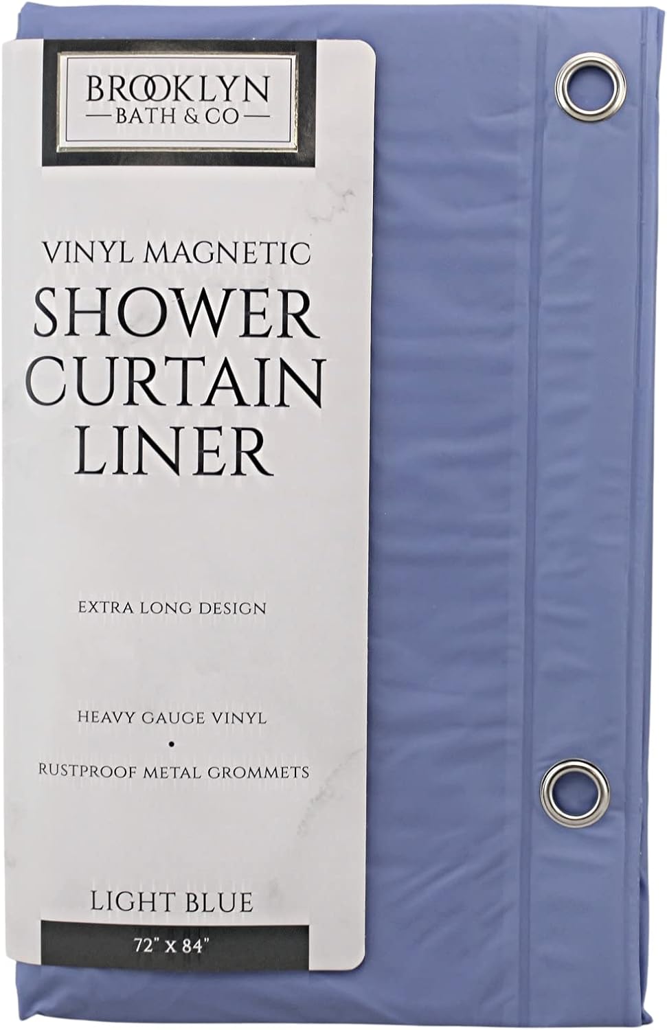 Dependable Industries inc. Essentials Extra Long Magnetic Bottom Shower Curtain Liner with 84 inches Height x 72 Inch with Metal Grommets (Black)