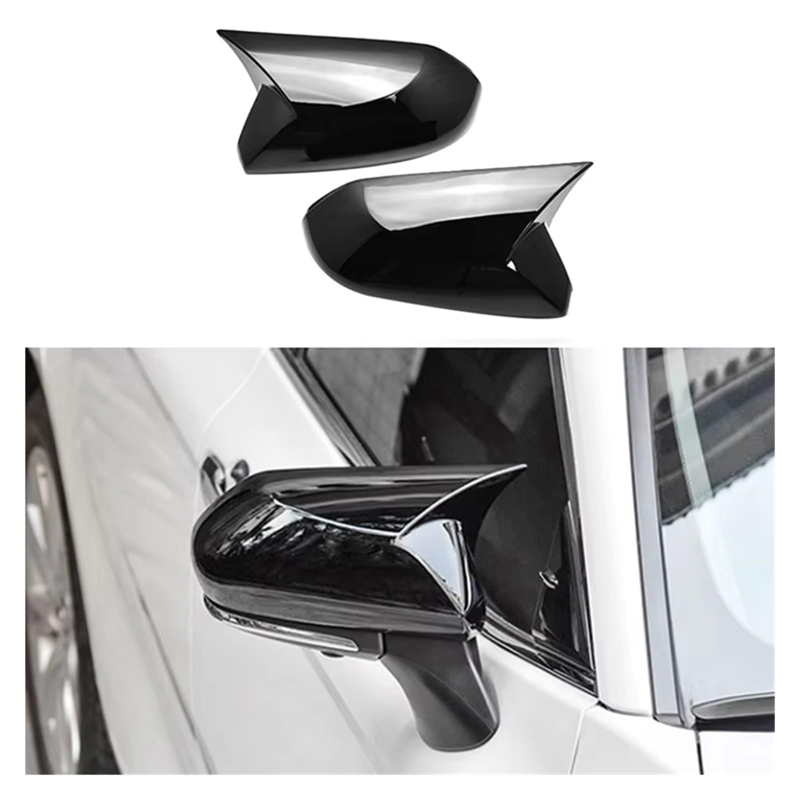 Retroviseur Coquille Pour Camry Pour CHR Pour Avalon Pour BZ3 2018-2023 Couvercle Rétroviseur Latéral Rétroviseur Boîtier(Gloss Black)