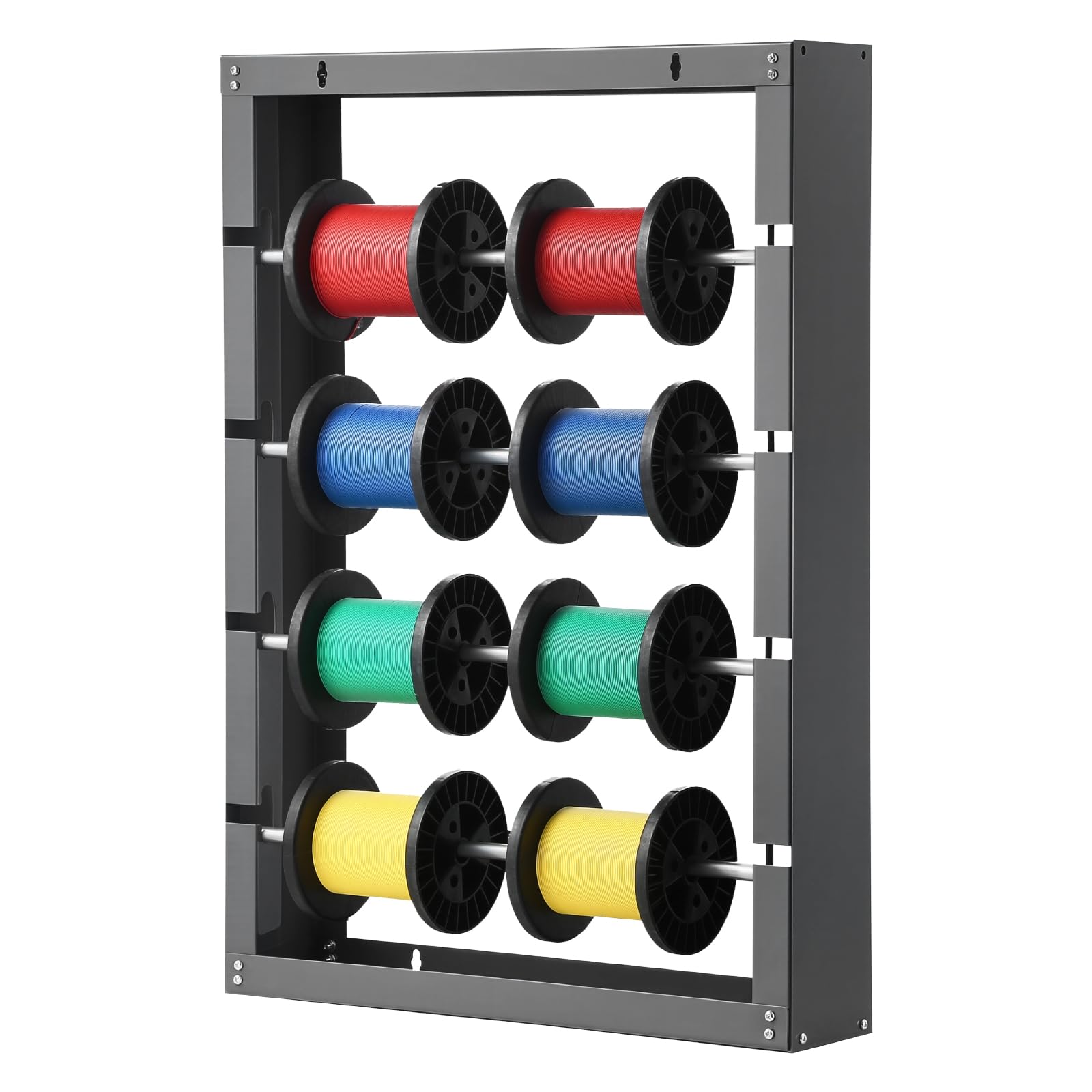 VEVOR Supporto per Bobine di Filo 4 Bracci Regolabili, Supporto a Parete in Acciaio Laminato Bobine Multiple, Organizzatore di Cavi, Distributore di Filo Capacità 68 kg, Uso Elettrico Industriale