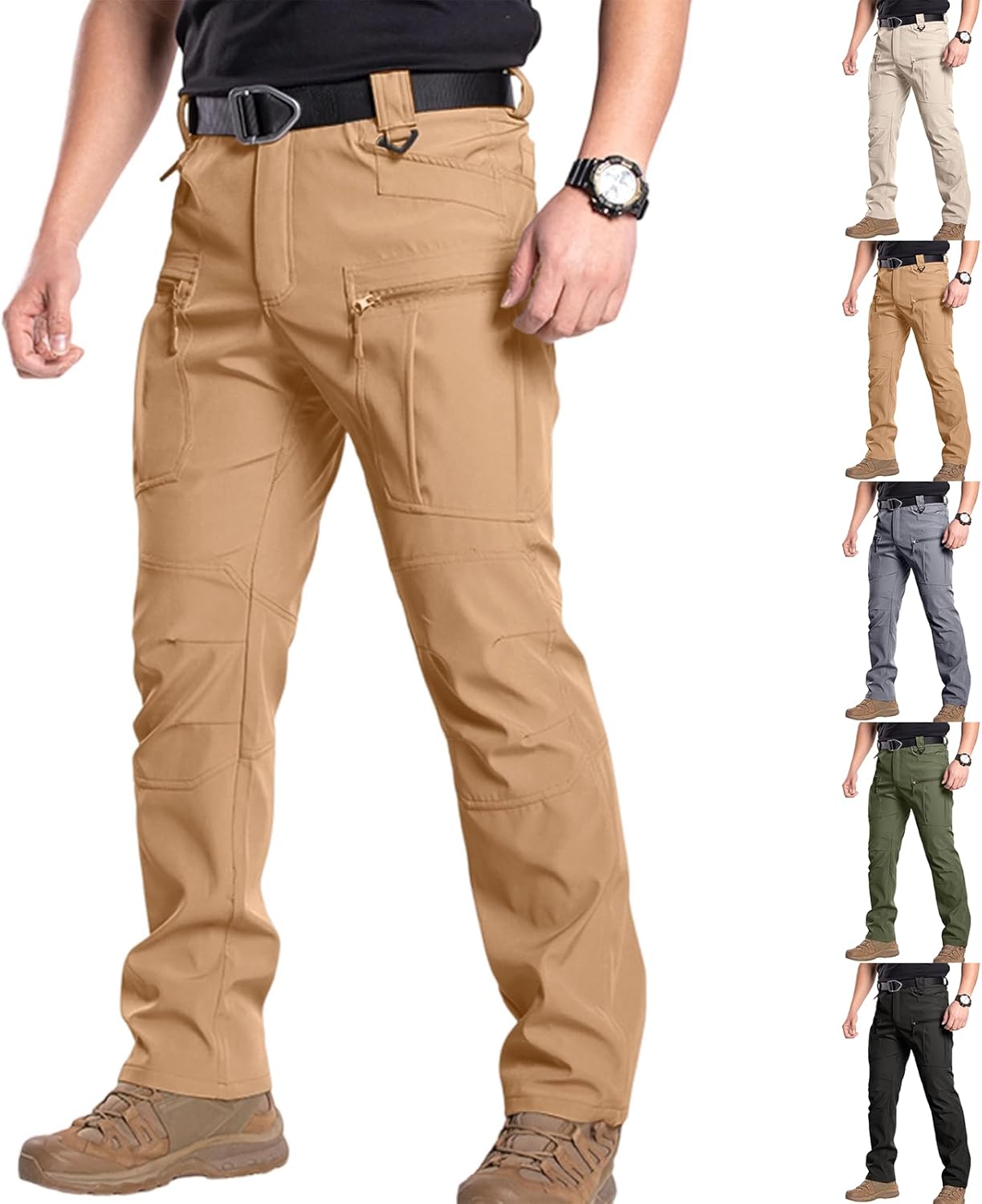 Tactical Cargo Pants for Men Relaxed Fit Waterproof Hiking Pants Ripstop Durable Construction Work Pants with Pockets