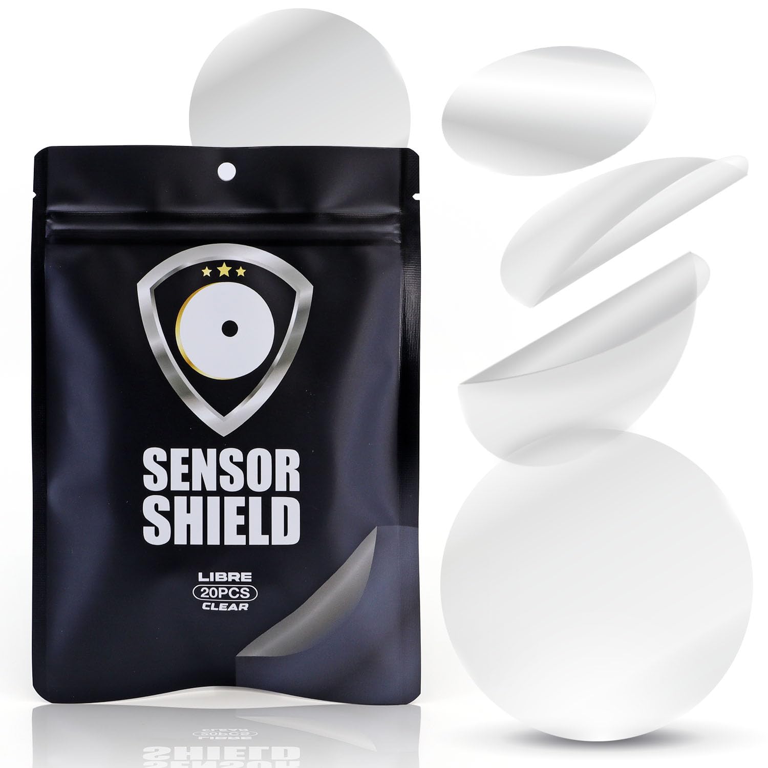 Sensor Shield Premium Adhesive Patches for Libre 2&3 CGM Sensors, Long Lasting Waterproof & Sweatproof Good for up to 20 Days of Use (Clear)