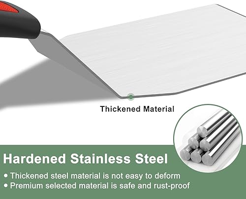 Miniatura 3 de Beijiyi Espátula y tenedor de metal, juego de espátulas de plancha de acero inoxidable con mango resistente al calor y borde biselado, espátula de