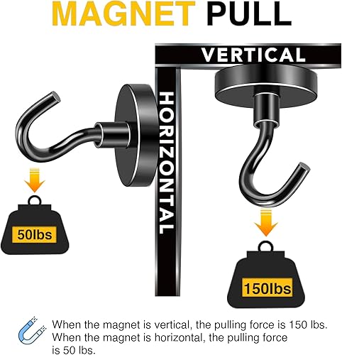 Vista 17 de DIYMAG - Ganchos magnéticos fuertes y resistentes, 25 libras de capacidad, para crucero, aula, refrigerador, cabañas, parrilla, cocina, garaje, Plata