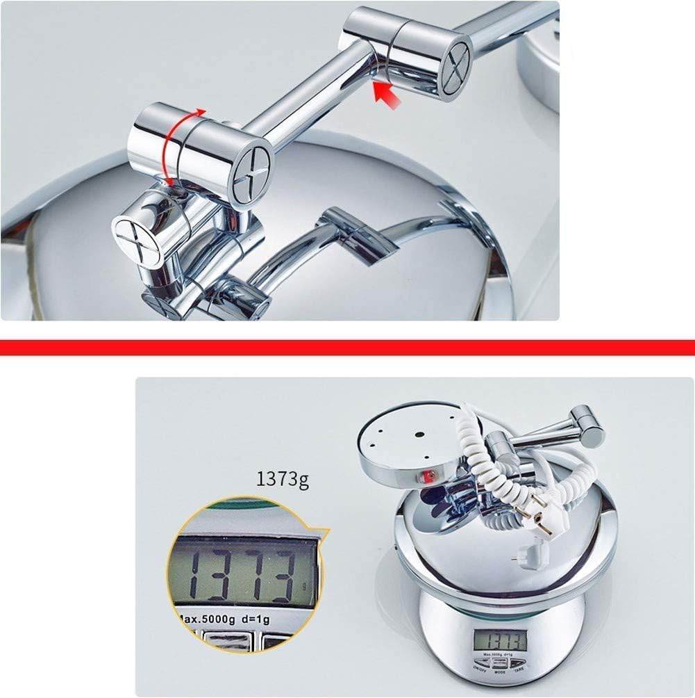 Various Mirror, 8 Inch Wall Mounted Makeup Shaving Adjustable Round 10 Double Channel