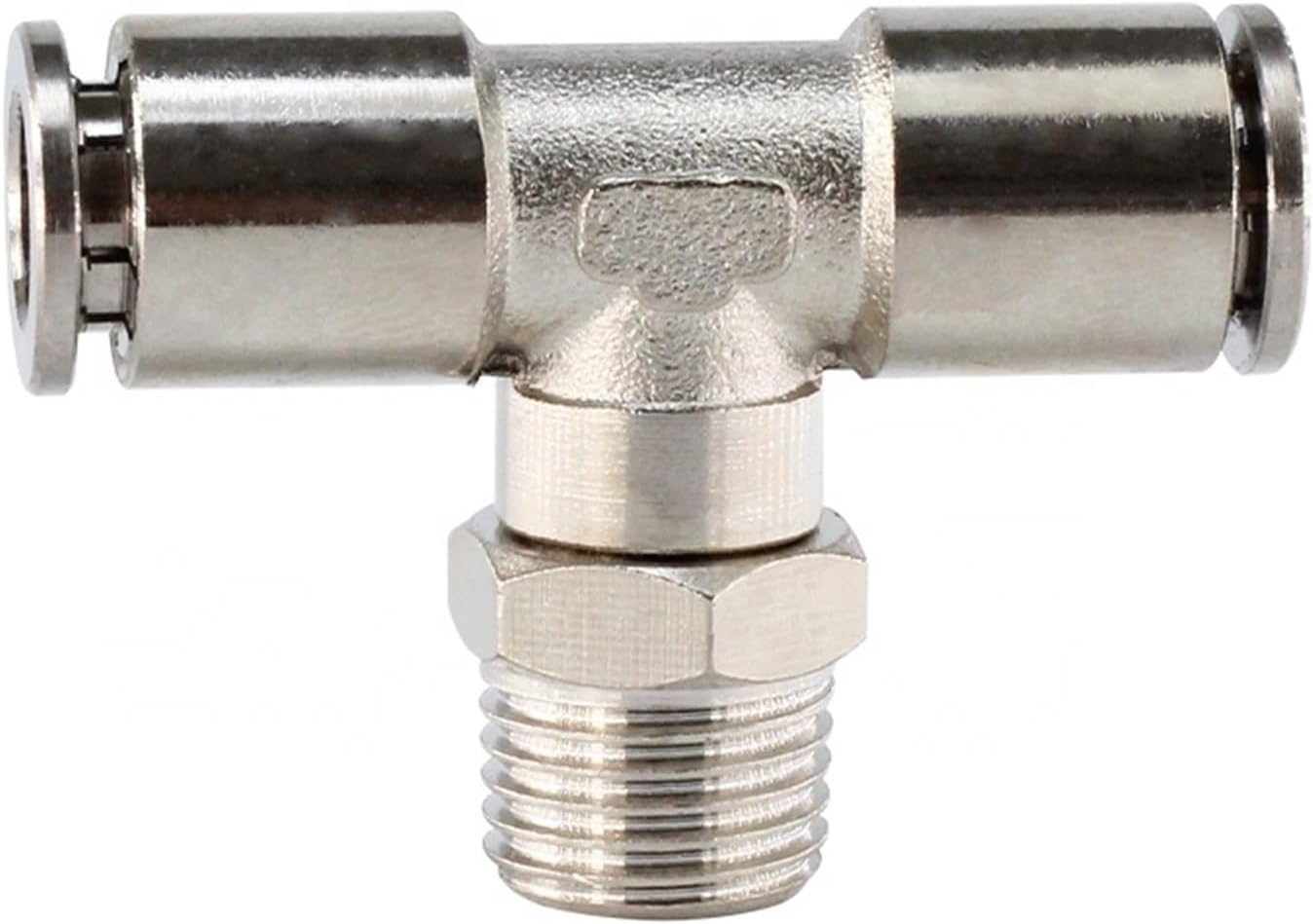 Push In Connection Metal Air Joint T-shaped Tee External Thread 1/4 1/8 Locking Pneumatic Fittings 5Pcs