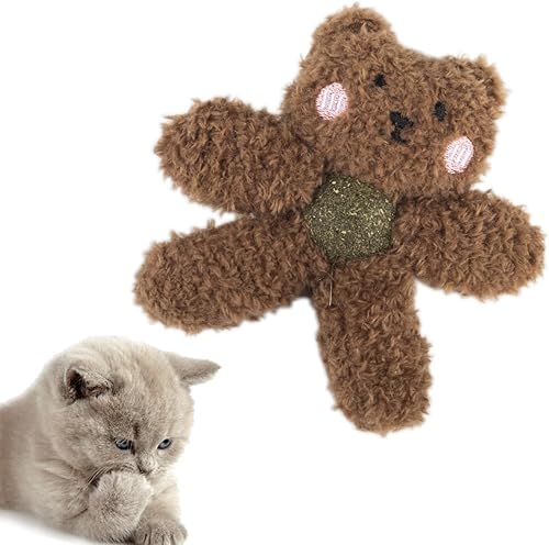 Juguetes para gatos con hierba gatera para gatitos, morder, roer, suministros para aliviar el aburrimiento, peluche esponjoso, limpieza de dientes